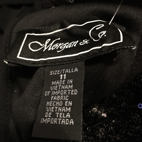Morgan & Co. Black Halter Sequin Bodice Gown Sz 11 - Picture 8 of 8